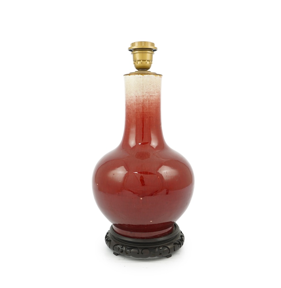 A Chinese Langyao bottle vase, 18th century, mounted as a lamp